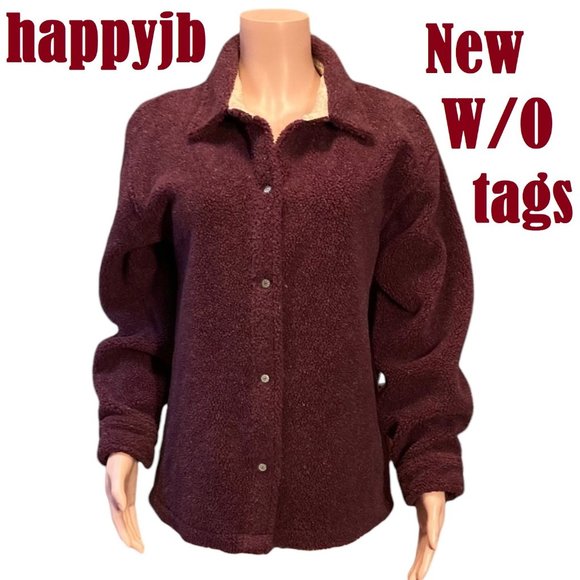 NWOT Vintage Cabela's Sherpa Fleece Snap Top Shacket Size L - Picture 2 of 10